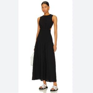 NWT SYDNYS EVERYDAY REVOLVE BRAND WOMENS BLACK SMOCKED MAXI DRESS CUTOUT SZ XS